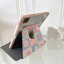 1pc Macaron Candy Color Plaid Floral 360° Rotating Tablet Protective Case, Multi-Angle Viewing Book-Style Stand Tablet Protective Case, Compatible With IPad A16 2025, Compatible With Samsung Galaxy Tab S9 FE/S8 Plus/S7/S10, Compatible With OPPO Pad, Compatible With Huawei MatePad, Compatible With Vivo Pad, Compatible With Honor Pad, Compatible With Xiaoxin Pad - Multicolor - View 8