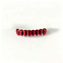 1 buah Grillz Hip Hop Merah Mengkilap, Dekorasi Gigi Rap Tekstur Logam Atas dan Bawah, Aksesori Kostum Cosplay Pesta Halloween - MultiWarna - View 7