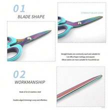 1/3pcs Scissors Set, Sharp Stainless Steel Fabric Craft Scissors, Comfortable Soft Grip Handle, Multi-Purpose Cutting Tool For Sewing, Tailoring, Embroidery, Scrapbooking, Office, Home, Art DIY, Iridescent Titanium Coated, Sewing Gift - A- electroplating color - View 4