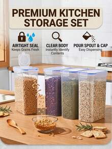 Storage Box Rice Bucket Storage Container Refrigerator Airtight Jar Grains & Cereals Storage Box Moisture-Proof Kitchen Home Snack Storage Fresh-Keeping Box Jar - View 2