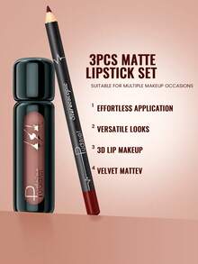 Pudaier 3-Piece Lip Liner And Lip Gloss Set - Matte Lip Liner And Lip Gloss Set, Smooth Application, Precise Lip Contouring, Create Full And Stunning Makeup Look, Perfect Makeup Essential For All Occasions, Ideal Gift For Women - 3PCS SET - View 9