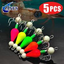 ANFS 5pcs Night Glowing Squid Hook Bait With Sharp Stainless Steel Hooks - Ideal For Night Fishing, Perfect Fishing Gift For Angler - Multicolor - View 1