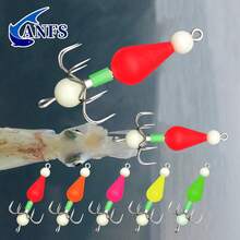 ANFS 5pcs Night Glowing Squid Hook Bait With Sharp Stainless Steel Hooks - Ideal For Night Fishing, Perfect Fishing Gift For Angler - Multicolor - View 2