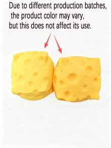 1pc Large Soft Squeezable Cheese Block, Super Soft Squishy Stress Relief Toy, Fun Sensory Toy, Cute Realistic Cheese Slow Rebound Stress Ball, Soft Silicone Anxiety Relief Sensory Toy, Adult Squishy Ball, Desk Toy - Multicolor - View 12