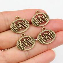 20件 20x17mm 音符手工吊墜 銅色鍍銀 DIY 珠寶製作配件，適用於手鍊項鍊 - 音符 - 查看 5
