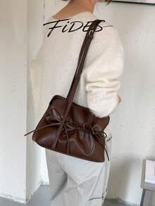1PC Fashion Minimalist Double Bow Pleated Small Crossbody Bag, Soft Glossy PU Leather With Gentle Pleats, Double-Sided Tie Bows For A Youthful Look, Adjustable Spaghetti Strap, Shoulder And Crossbody Dual Use, Versatile Women's Bag For Daily Commute And Dating - Multicolor - View 9