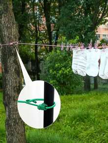 2PCS.4PCS Retractable Windproof Clothesline With 18 Metal Clips, Portable Travel Laundry Drying Line, Suitable For Outdoor Travel Camping - Multicolor - View 7