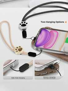 1Set Cute Cat Claw Mobile Phone Lanyard With Pad,USB/Bags/Keychain Pendant,Camera/Keys/Phone Wristband,Headphone/USB/ID Name Tag Lanyard,Adjustable Wrist Strap Mobile Anti-Loss Rope For Outdoor Sport,Travel And Daily Use - Multicolor - View 6