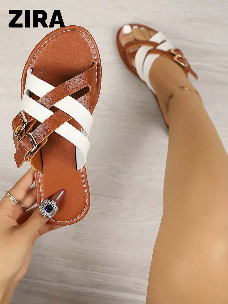 Zira2026 New Multi-Buckle Strap Sandals, Fashionable Minimalist Wide Strap Flat Soft Sole Retro Non-Slip Sandals, Suitable For Different Foot Types