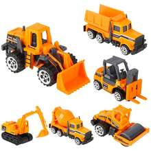 Juego De 6 Vehículos De Ingeniería A Escala 1:64, Modelos Mini De Aleación Y Plástico, Juguetes Educativos Para Niños, Regalo Creativo Para Diversión Y Aprendizaje Infantil - Naranja - Ver 1