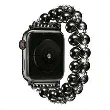 1pc Women Girls Double Row Pearl & Rhinestone Inlaid Beaded Watch Band Compatible With Apple Watch 38/40/41/44/45/49/42/46mm, Compatible With I-Watch Series 11/SE3/Ultra3/Ultra/SE/SE2/10/9/8/7/6/5/4/3/2/1, Handmade Elastic Smart Watch Band - Rose Gold - View 13