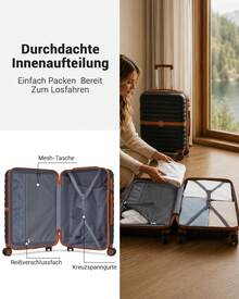 Kabinengröße Koffer 20/24/28 Zoll – ABS+PC Hartschalenkoffer mit TSA-Schloss & 360° Rollen, Handgepäck & Aufgabegepäck, für Damen, Herren, Familie, Studenten, Reisen & Urlaub – auch als 3-teiliges Gepäckset - Schwarz - Übersicht 9