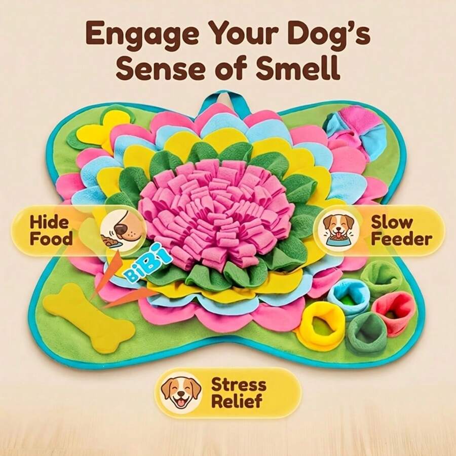 1pc Colorful Flower Pet Snuffle Mat, Consumes Pet Energy, Relieves Anxiety, Enhances Olfactory Sensitivity, Satisfies Pet Exploration Needs, Extends Feeding Time, Suitable For Indoor Pets