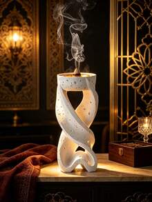 1 Geometric Resin Incense Burner Simple And Modern Aromatherapy Supplies Suitable For Festivals, Home And Office Decoration,Halloween,Spooky,Autumn, Winter,Holiday,Festival - White - View 4