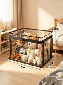 Transparent Zipper Doll Storage Box, Portable Visible Organizer Bin, Suitable For Plush Toys, Baby Supplies, Children's Miscellaneous Items - Multicolor - View 9