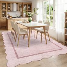 Modern Home Decor Simple Living Room Area Rug Non Slip Thin Bordered Entrance Runner Rug Non Shedding Low Pile Mat Throw Rug Easy To Clean Stain Resistant Carpet Printed Washable Soft Floorcover For Dinning Room Kitchen Laundry Bathroom Bedroom - 粉色 - 查看 5