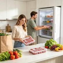 Fruit Storage Containers For Fridge With Lid Clear Divided Organizer With Vent Valve Leak-Proof Airtight Snack Containers For - B - View 5
