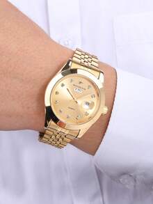 RICECGO Jam Tangan Pria, Aksesori Fashion, Cocok untuk Bisnis, Perjalanan dan Pemakaian Sehari-hari, Pilihan Hadiah Sempurna untuk Pria - Emas - View 8
