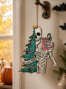 1pc Halloween Skull Hanging Ornament Gothic Style Christmas Pendant Decor Horror Skull Holiday Accessory Novel Holiday Decoration Home Decor Halloween Decoration Indoor Entryway Home Party Dark Season Atmosphere Hanging Ornament Car Hanging Decoration Gift - D - View 8