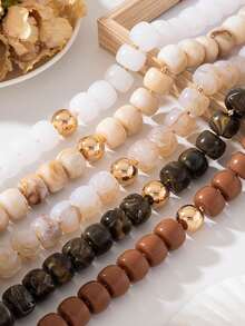 1pc Summer Beaded Necklace Colorful Dopamine Bohemian Style Women's Handmade Beaded Choker - Brown Vintage Beaded Necklace - View 2