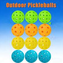 3 quả bóng Pickleball 40 lỗ cho thể thao ngoài trời, bền, nảy cao, hiệu ứng thị giác tốt - trắng - Xem 1