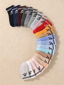 5/10/20 Pairs Random Style Baby Anti-Slip Socks, Striped Triangle Pattern, Multi-Color Autumn Socks, Anti-Slip Sports Socks, Newborn Essentials, Baby Baptism Gift - Multicolor - View 4