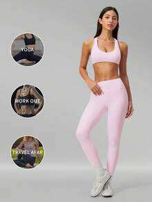 MFVIM Women's Versatile Yoga Set, Skin-Friendly Easy-To-Wear Fitted Bra + Butt-Lifting Slimming Wide-Leg Casual Long Pants - Pink - View 6