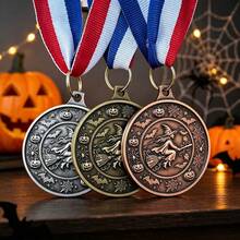 1pc Simple Classic Halloween Pattern Medal, 3D Embossed Zinc Alloy Medal, Halloween Game Challenge, Event Completion Souvenir, Halloween Holiday Gift, Festival Competition Reward - Bronze - View 7