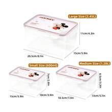 Mesuca 3 Buah Wadah Penyimpanan Makanan Kedap Udara yang Dapat Digunakan Kembali dan Ditumpuk, Motif Karakter Disney Mickey, Transparan, untuk Kulkas, Dapur, dan Penyimpanan Makanan, Set Wadah Makanan 3 Ukuran (1 Set) - View 5