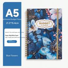 Creative Floral Spiral Bound Budget Planner Notebook With Strap, Customizable Printable Memo Pad - Multicolor - View 13
