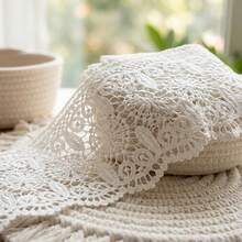1/5" 13cm Wide White Floral Embroidered Lace Trim, Vintage Hollow Crochet Lace Ribbon, Suitable For Sewing, DIY Crafts Lace Trim, Can Be Used For Dresses, Wedding Dresses, Curtains, Doll Clothes, Scrapbooking, Journal Decoration, Soft Cotton Lace Trim - Multicolor E - View 6