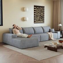 4 Seat Grey Chaise Lounge - No Assembly Required - 灰色四座 - 查看 2