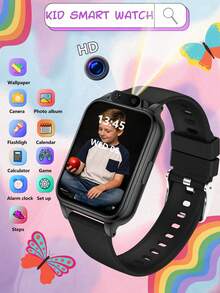 2026 Smart Watch For Teens, 300mAh Battery, 18 Built-In Educational Games, Touch Screen, USB Interface, Camera, Pedometer, Calendar And Alarm Clock - Multi-Color Silicone Strap, Sports Design, Suitable For 6-12 Years Old Children, Perfect Gift For Halloween And Christmas, Fun Learning Tool, Fashionable Teen Watch, Comfortable To Wear, Interactive Device, Specially Designed For Teens - 彩色 - 查看 17