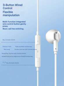 Acer Headphone berkabel, desain ergonomis, model in-ear dengan kontrol dan mikrofon terintegrasi, cocok untuk musik, game, karaoke, kompatibel dengan ponsel Apple, Huawei, dan Xiaomi, warna putih. - Putih - View 6