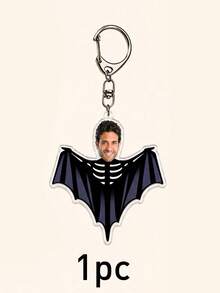 Custom Halloween Photo Keychain, Spooky Bag Charm, Personalized Face Key Chain, Customized Holiday Gift, Customizable Picture Keychain Accessory - Style a - View 9