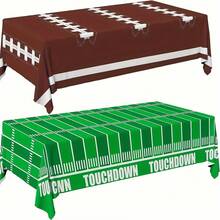Football Themed Party Tablecloth, American Football Field Print Waterproof Table Mat, Oil-Resistant Easy To Wipe, Fan Gathering Decor Prop, Game Watching Party, Birthday Banquet, Tabletop Decoration Party Setup Tablecloth, Dining Table Center Decor Tablecloth - Multiple Styles - View 1
