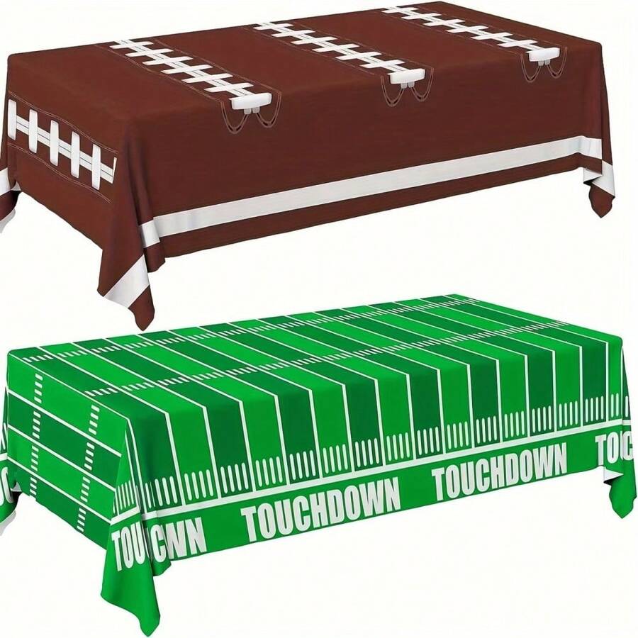 Football Themed Party Tablecloth, American Football Field Print Waterproof Table Mat, Oil-Resistant Easy To Wipe, Fan Gathering Decor Prop, Game Watching Party, Birthday Banquet, Tabletop Decoration Party Setup Tablecloth, Dining Table Center Decor Tablecloth - Multiple Styles - View 1