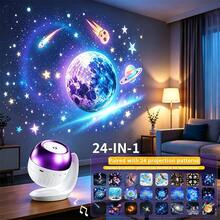 24-In-1 HD Starry Sky & Ocean Projection Light, 24 Projection Slides, 7 Natural White Noise, 180° Rotatable, Timer Function, Bedroom Home Decor Starry Sky Projection Lamp - Galaxy Night Light - View 2