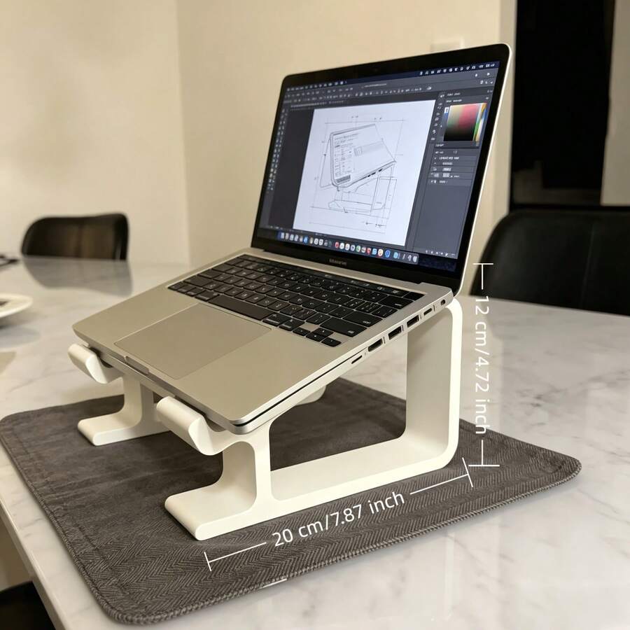 1pc Modern Minimalist 3D Printed Laptop/Tablet Stand - Adjustable Angle And Height, Suitable For Home Office Desk, Compatible With Smartphones, E-Book Readers, Tablets, Desktop Placement - White - View 1