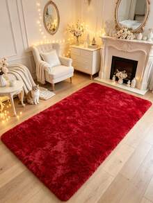 1pc Rectangular Red Decorative Rug, Bedroom Decor, Small Rug, Carpet, Home Decor, Living Room Rug, Living Room Small Rug, Bedroom Rug, Living Room Home Decor, Outdoor Rug, Washable Rug, Christmas Gift - Red - View 2