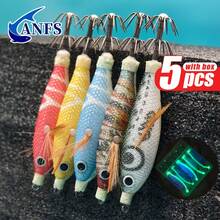ANFS 5pcs Premium Horizontal Shrimp Squid Jig Kit -Saltwater Fishing Lures Shrimp Prawn Lures For Cuttlefish Octopus - Multicolor - View 6