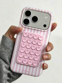 Minimalist Color Block Suction Cup Phone Case Compatible With IPhone 17 Pro Max 17 Pro 17 Pro 16 14 13 15 Pro Max 14 15 16 Plus 14 15 13 16 17 Minimalist Candy Color Shockproof Protective Case - Pink - View 2