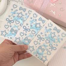 [Back To School]4pcs/3pcs/2pcs/1PC 3 Colors 2 Styles Solid Color Rhinestone Stickers, Including Heart, Bow, Musical Note And Other Geometric Patterns, Suitable For Students' Decoration Cards, Gifts, Notebooks, Diaries, And Can Also Be Used As Gifts - Multicolor - View 2