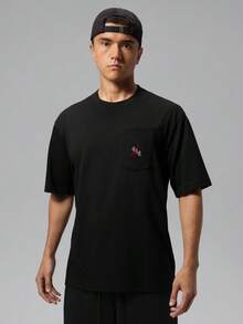 Jordan Men's AS POCKET SS CREW Short Sleeve Knit Collarless T-Shirt TIF3070-010 - Black - View 1