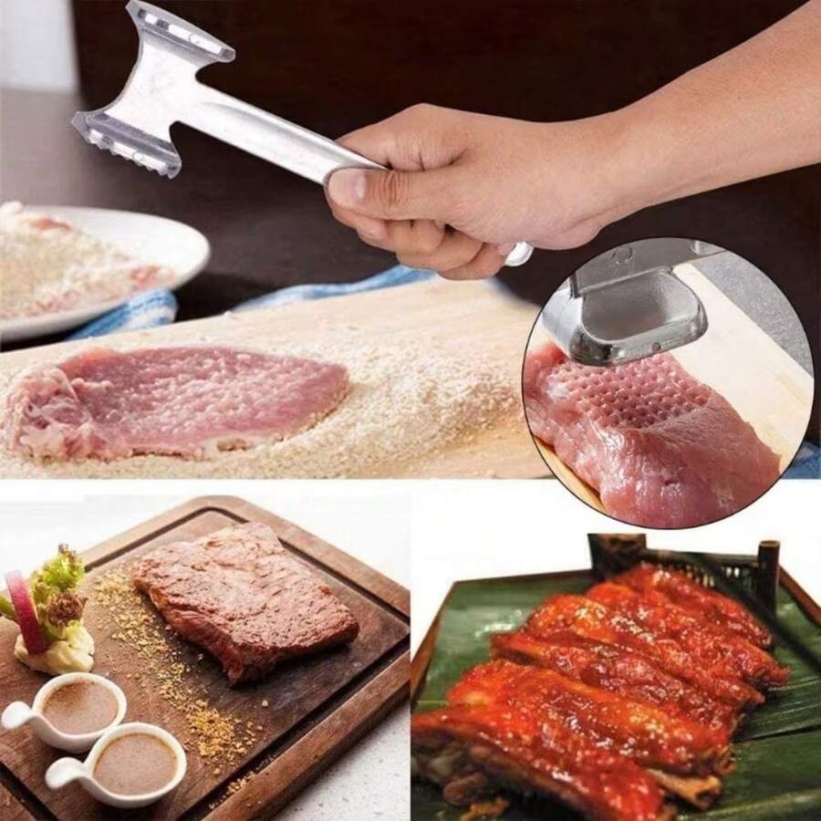 SMEGGEMS 1pc Meat Tenderizer, Aluminum Alloy Steak Hammer, Kitchen Tool, Heavy Duty Durable Double-Sided, For Tenderizing Steak And Beef