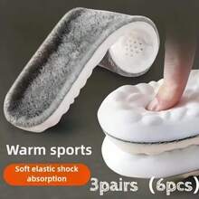 6pcs (3pairs) Winter Thickened Insoles: Soft And Thick, Enhanced Warmth. Perfect For Outdoor Work And Indoor Leisure, Suitable For All Types Of Shoes. - Grey - View 2