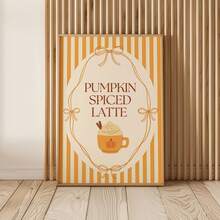 1pc Frameless Pumpkin Spice Latte Fall Wall Art Poster Dorm Gift - Multi-color - View 6