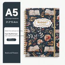 Creative Floral Spiral Bound Budget Planner Notebook With Strap, Customizable Printable Memo Pad - Multicolor - View 11