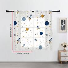 2PCS Yellow And Blue Star Space Science Fiction Sheer Curtains, With Pole Pockets To Protect Privacy, Suitable For Window Decoration In Bedrooms And Living Rooms, Kitchens, And Balconies,Fun Decorative Sheer Curtains,90gsm - Multicolor - View 11