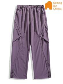 NBCT Women's Multi-Pocket Adjustable Hem, Unique Split Line Outdoor Hiking Camping Commute Loose Functional Long Pants - Purple - View 3